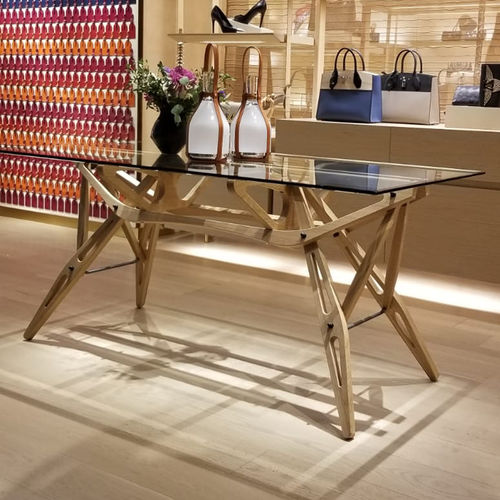 Mesa contemporânea - REALE - Zanotta - em vidro / em mármore / com base em madeira maciça