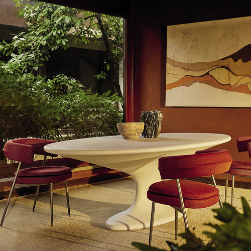 Mesa de jantar de design original - FENICE - Zanotta - em cimento / com base em acrílico / com base em Polimex®