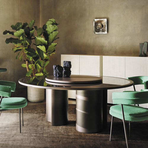 Tampo de mesa em MDF laqueado - LAZY SUSAN - Zanotta - preto / vermelho