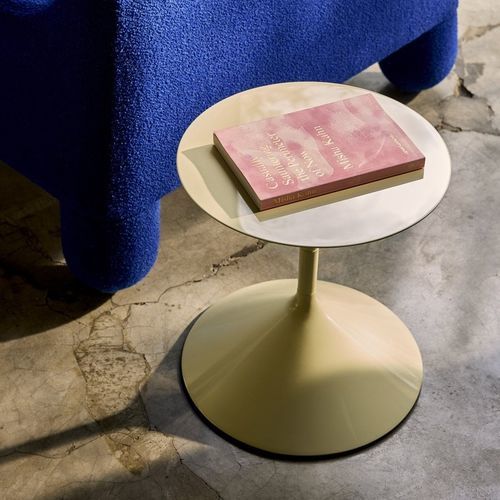 Mesa lateral contemporânea - TEMPO  - Zanotta - em poliuretano / com base em aço laqueada / redonda