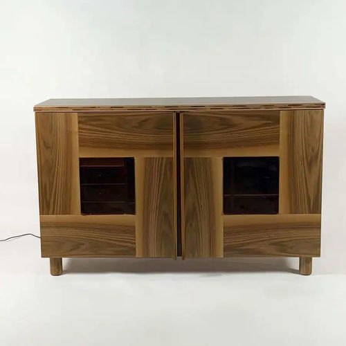 Buffet aparador contemporâneo - Serie 1934 - Bernini Gallery - em nogueira / com gavetas / com vidro