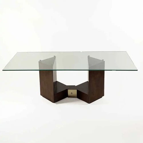 Mesa de jantar contemporânea - DIAGONO - Bernini Gallery - em vidro / com base em bétula / com base em chapa de aço