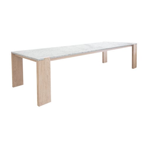 Mesa contemporânea - PLATEAU - SUTHERLAND - em mármore / com base em teca / retangular