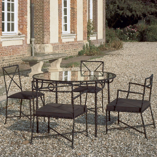 Mesa de jantar contemporânea - ROMA  - Objet Insolite - em vidro / com base em bronze / redonda