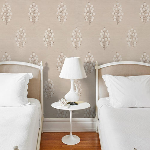 Papel de parede contemporâneo - JOSEPHA - F. SCHUMACHER & CO. - floral / efeito de tecido / branco