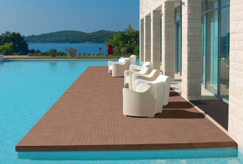 Placas de revestimento em grés porcelanato - REALINK : KERA-SPA ROBLE - REALONDA - fosca / para ambiente externo / para beira de piscina