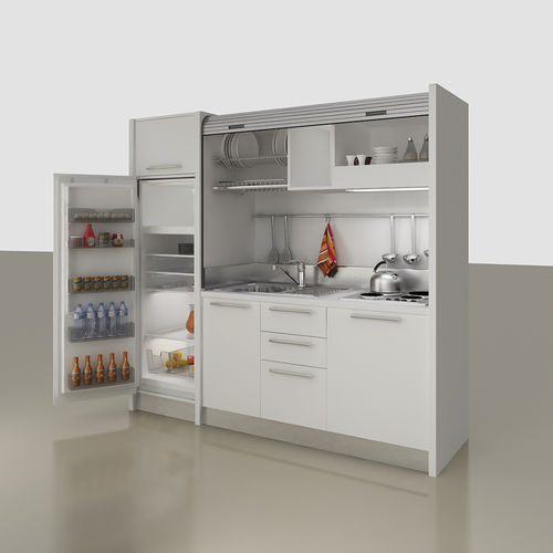 Kitchenette compacta - K-120 - MOBILSPAZIO S.r.l - em laminado melamínico / escondida / com eletrodomésticos integrados