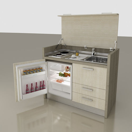 Kitchenette compacta - K-140 - MOBILSPAZIO S.r.l - em madeira / escondida / com eletrodomésticos integrados