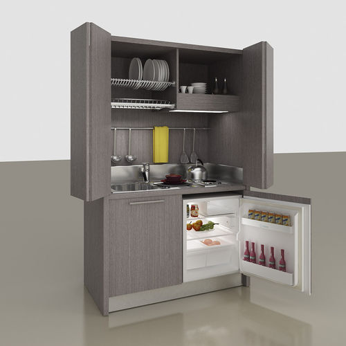 Kitchenette compacta - K-143 - MOBILSPAZIO S.r.l - em madeira / escondida / com eletrodomésticos integrados
