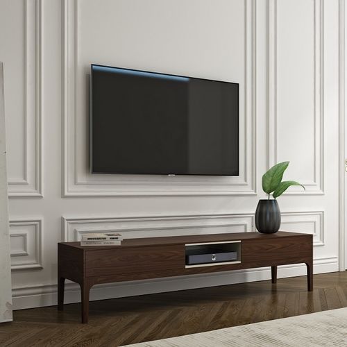 Rack de TV contemporâneo - ARIA TV UNIT - Rapsel International Srl - com gavetas / em carvalho / em nogueira