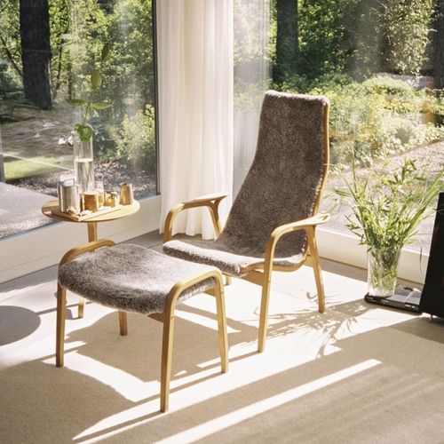 Poltrona de design escandinavo - LAMINO - Swedese Möbler - em couro / em tecido / em pele de carneiro