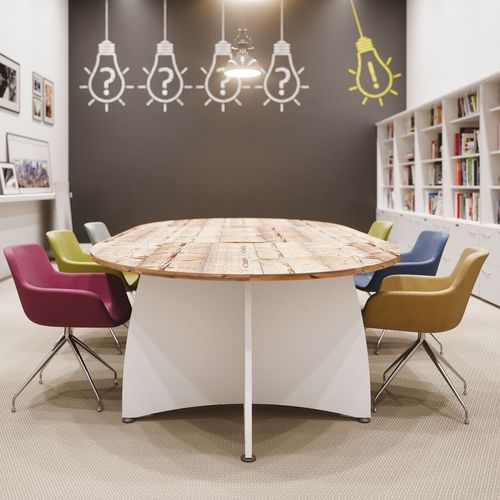Mesa de conferências contemporânea - ENSEMBLE  - Buronomic - em laminado melamínico / com base em aço / oval
