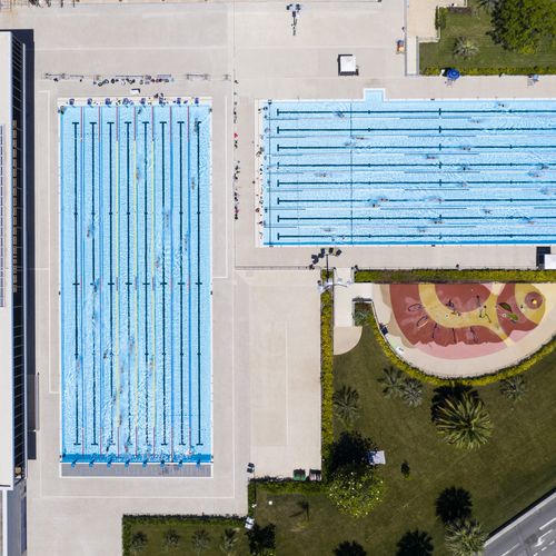 Piscina de competição para ambiente externo - Myrtha Pools - para atividade esportiva / pública / em aço inoxidável