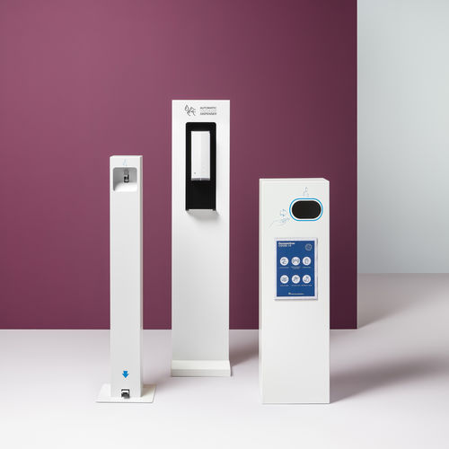 Dispenser de álcool em gel de piso - EP/DGP, EP/DGA, EP/DGA/XL - PLANNING SISPLAMO - automático / com pedal / em alumínio
