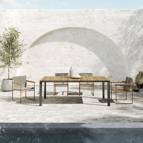 Mesa contemporânea - MAGIC - Atmosphera - em teca / com base em alumínio / retangular