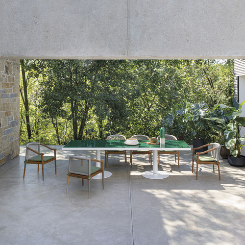 Mesa design - Pantagruel 300 - Atmosphera - de rocha vulcânica / com base metálica / retangular