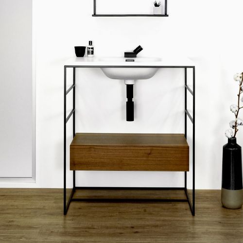 Suporte para lavatório em aço inoxidável - CONSOLE - WETSTYLE - em madeira / em nogueira