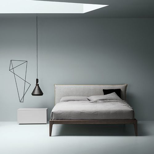 Cama de casal - BUN - md house - contemporânea / com cabeceira estofada / em tecido