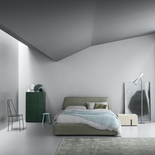 Cama de casal - PEARL - md house - contemporânea / estofada / com cabeceira