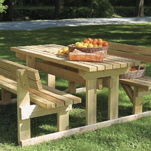 Mesa de piquenique de jardim - SET WOOD - Calzolari - contemporânea / em pinho / com base em pinho