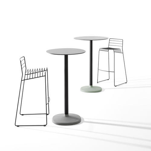 Mesa alta contemporânea - FONDA - B-LINE - em laminado / com base metálica / com base em concreto