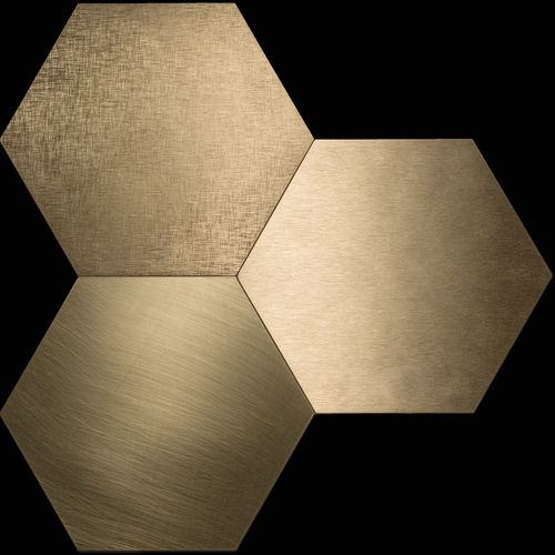 Placas de revestimento hexagonal - CHARME COLLECTION - BRASS - Planium - metálica / polida / com acabamento natural