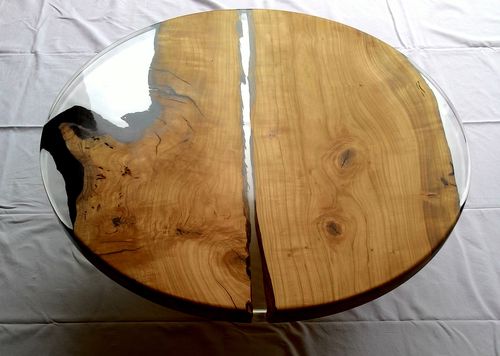 Mesa de centro contemporânea - LUNA - ANTICO TRENTINO DI LUCIO SRL - em cerejeira / de resina / com base metálica