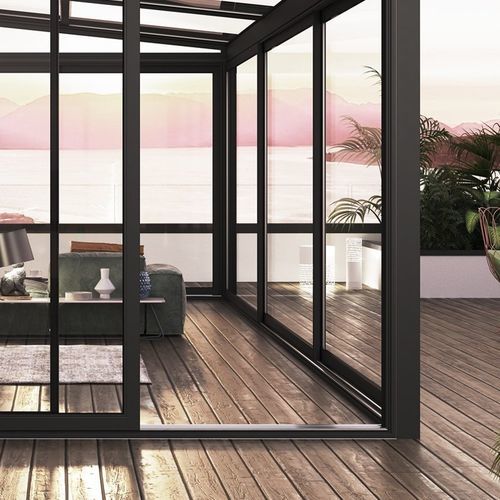 Porta de vidro de correr - S.70 - Sunroom S.p.A. - em alumínio / com estrutura de alumínio / com vidro duplo