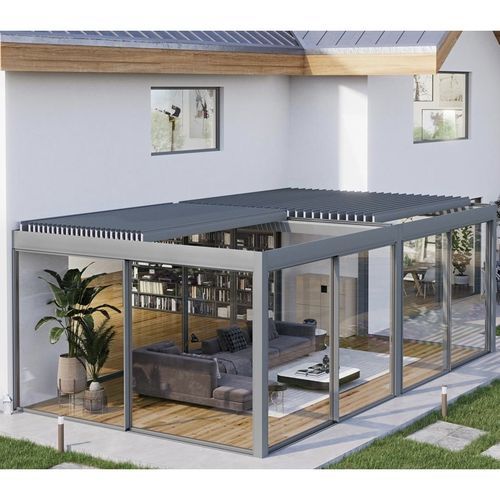 Pérgola bioclimática - OSKURA UNICA - Sunroom S.p.A. - em alumínio extrudado / com lâminas orientáveis / com lâminas quebra-sol