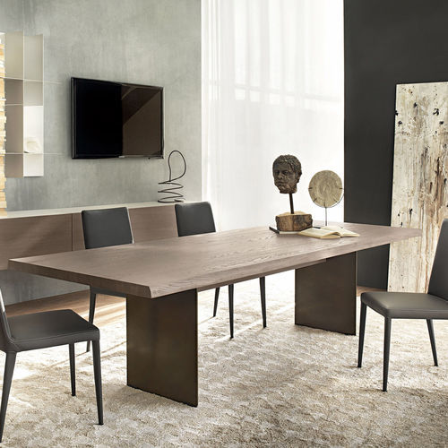 Mesa de jantar contemporânea - ALFRED  - Olivieri - com folheado de madeira / em compensado / com base folheada de madeira