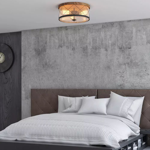 Plafon contemporâneo - GLENWILLOW - GE Lighting - redondo / metálico / em madeira