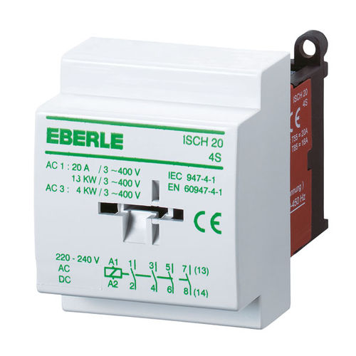 Contator CA - ISCH 20-4 S - Eberle Controls - 4 polos / para quadro elétrico / para trilho DIN