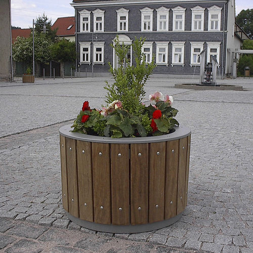Floreira em madeira - PETRA    - LEIPZIGER LEUCHTEN - em aço inoxidável / redonda / contemporânea