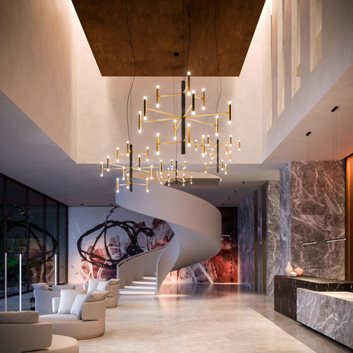 Lustre contemporâneo - PERLA - LINEA LIGHT GROUP - metálico / para 12 lâmpadas / para 9 lâmpadas