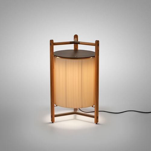 Luminária de chão sem pé - Kando P/76 - BOVER Barcelona - em alumínio / em teca / em policarbonato