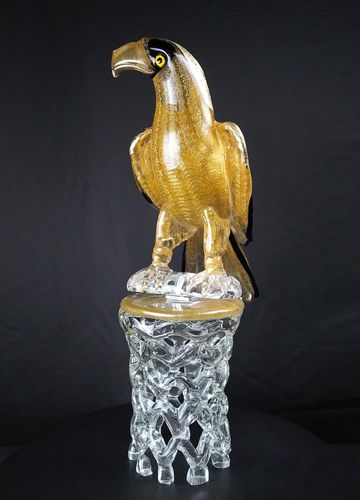 Escultura em vidro de Murano - HAWK  - Arte di Murano - em ouro / feita à mão / made in Italy