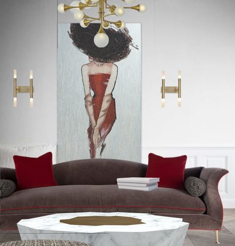 Painel decorativo de parede - 46-0493 LA DAME AU CHAPEAU - Christopher Guy - em vidro / colorido / da linha residencial
