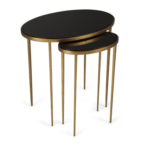 Mesa ninho clássica - 76-0229 ALSACE - Christopher Guy - com folheado de madeira / com base em ferro / oval