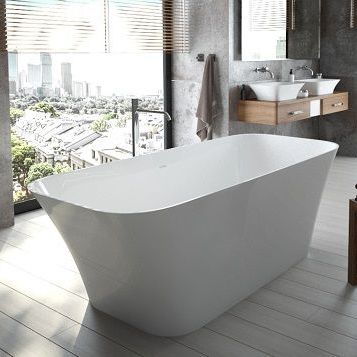 Banheira oval - LEROS  - HOESCH - freestanding / para residência / em compósito