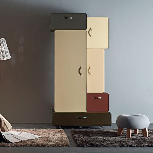 Guarda-roupa modular - VALISES - CASAMANIA HORM - de design original / com folheado de madeira / em couro