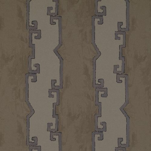 Papel de parede contemporâneo - PAGODA AND PALMS : SHANGHAI STRIPE - JIM THOMPSON - estampado / efeito de tecido / cinza