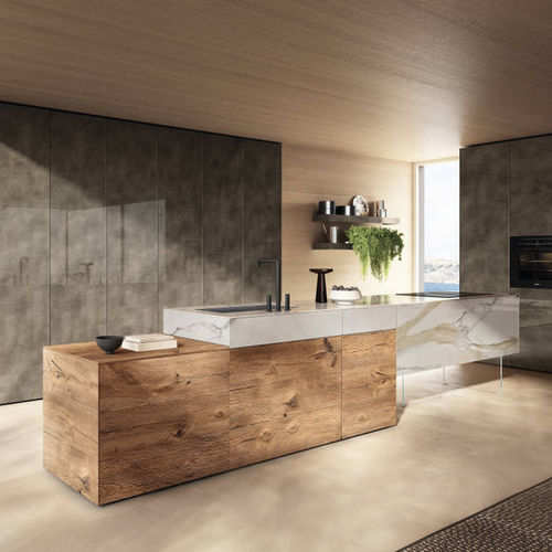 Cozinha contemporânea - 36e8 - LAGO - em madeira laqueada / em vidro / em mármore