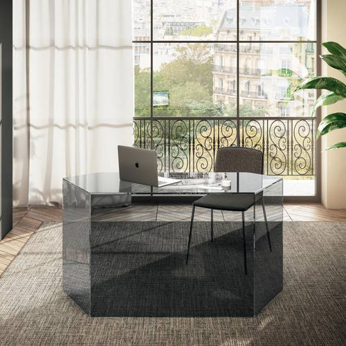 Mesa secretária de piso - Livre - LAGO - contemporânea / em vidro / reta