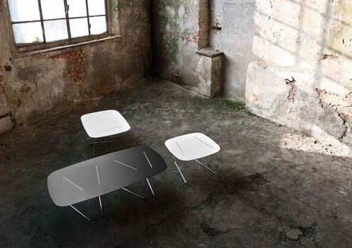 Mesa de centro contemporânea - minottiitalia - em madeira laqueada / quadrada / da linha residencial