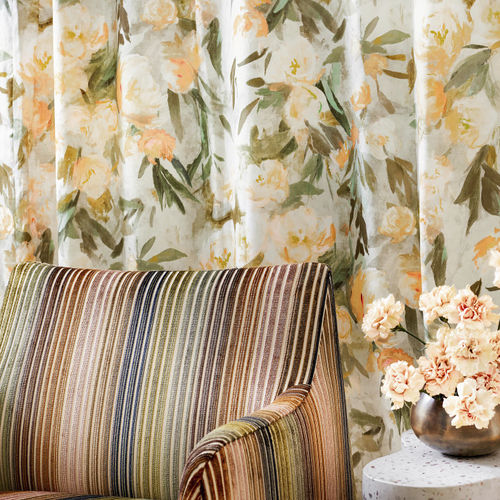 Tecido para estofados - OTTAVIA   - ROMO - para cortinas / com padrão floral / em linho