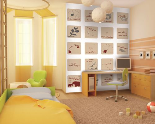 Papel de parede contemporâneo - MON CHOUCHOU  MURAL LITTLE ONES L0414080 - BIANCHI LECCO SRL - em cores / lavável / foto