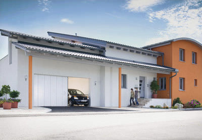 Portão de garagem seccionado lateral - NORMSTAHL ENTREMATIC - em aço galvanizado / automático