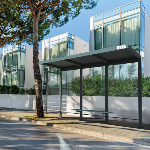 Abrigo de ônibus em aço galvanizado - STAD - CITY DESIGN - em policarbonato / com banco