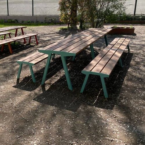 Mesa de piquenique contemporânea - NOALE TA - CITY DESIGN - em aço galvanizado / em madeira / com base em aço termolacado