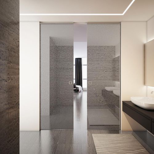 Sistema deslizante para porta de vidro de correr - SINTHESY : LIGHT - EXTRA MIRROR FUME'  - FOA